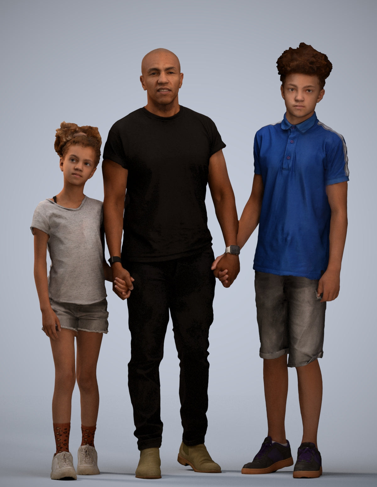 realistic 3D human girl casual kids, archviz people FBX OBJ for Blender