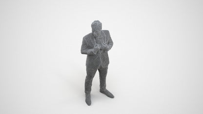 3D human model man formal formalaffairs, photogrammetry scanned person for archviz, wireframe three-quarter view