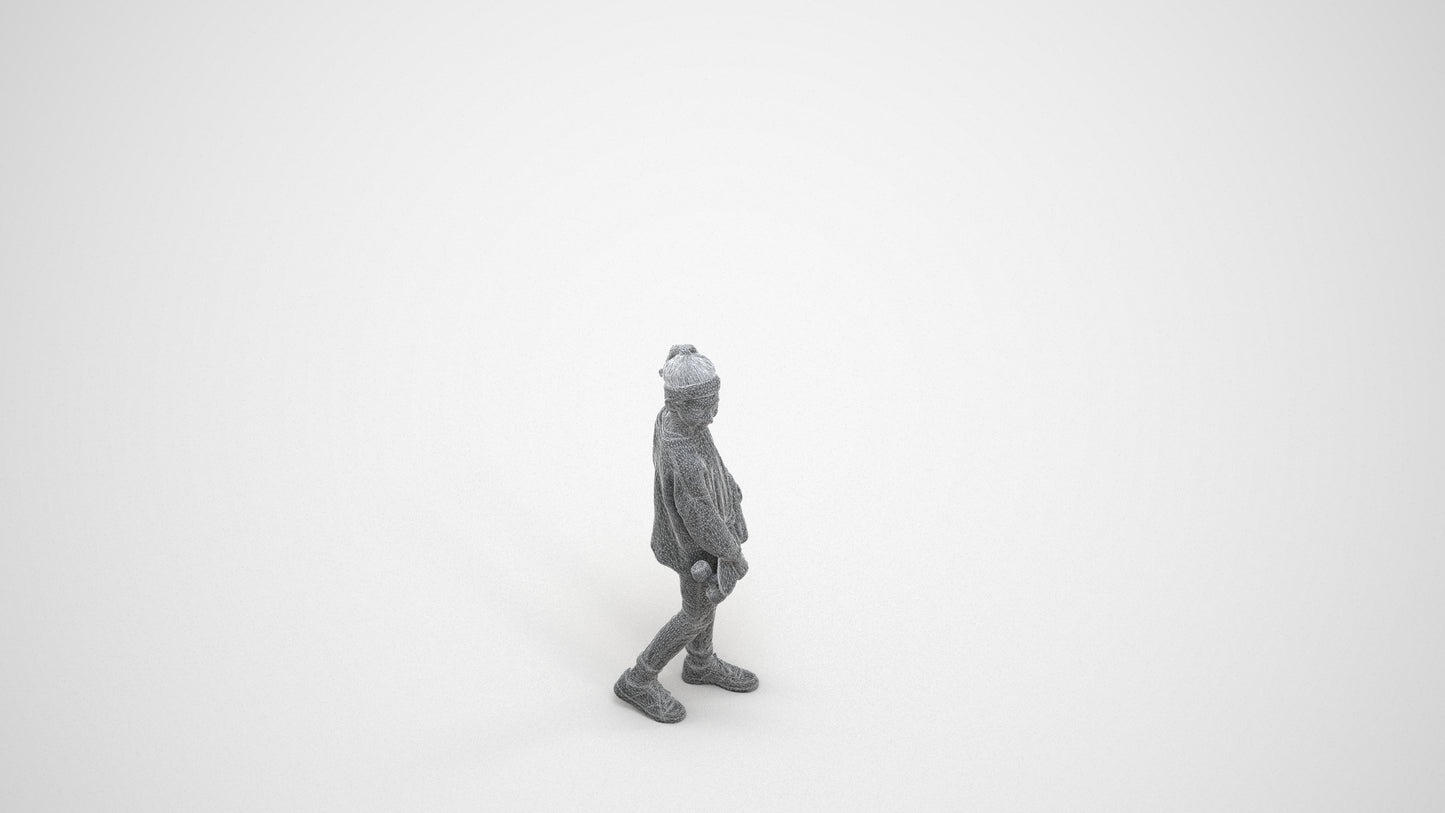 3D people model girl casual kids, scanned human for 3ds Max rendering, wireframe three-quarter view