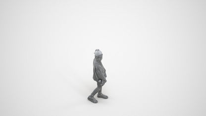 3D people model girl casual kids, scanned human for 3ds Max rendering, wireframe three-quarter view