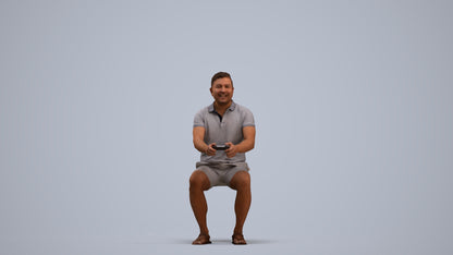 realistic 3D people man casual sitting, render-ready for V-Ray and Corona, FBX OBJ, standing pose render
