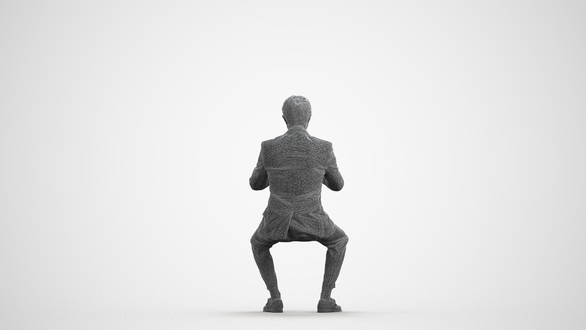 scanned 3D man business, photogrammetry people for Enscape and V-Ray, wireframe front view