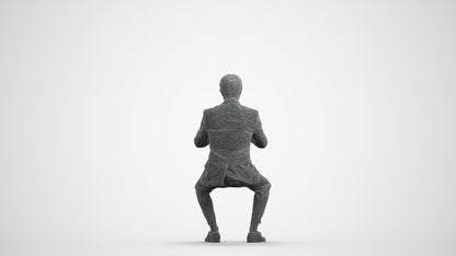 scanned 3D man business, photogrammetry people for Enscape and V-Ray, wireframe front view