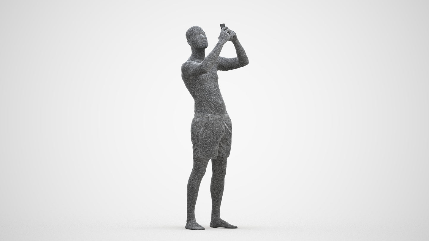 scanned 3D man pool, photogrammetry people for Enscape and V-Ray, three-quarter front view render