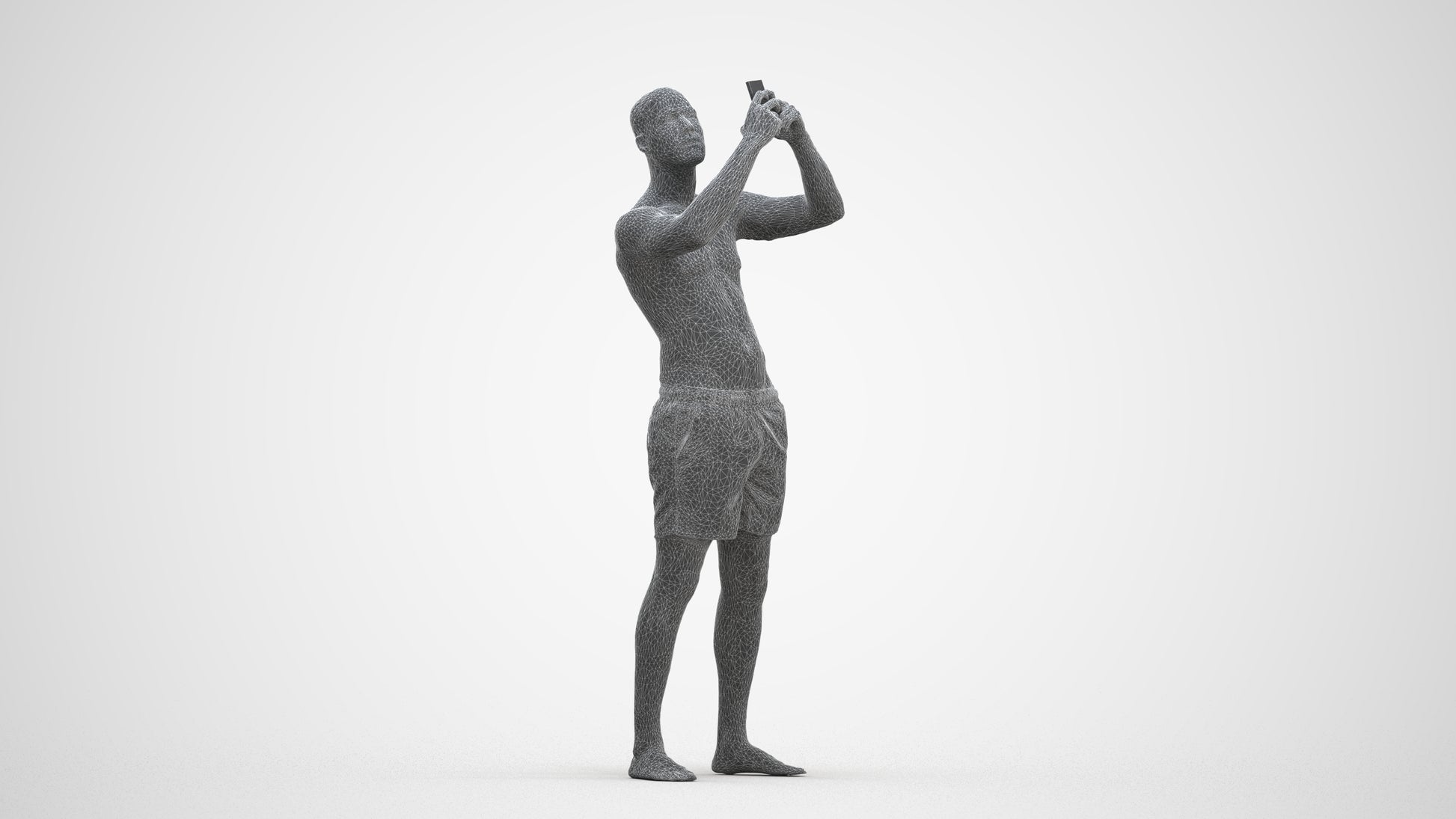 scanned 3D man pool, photogrammetry people for Enscape and V-Ray, three-quarter front view render