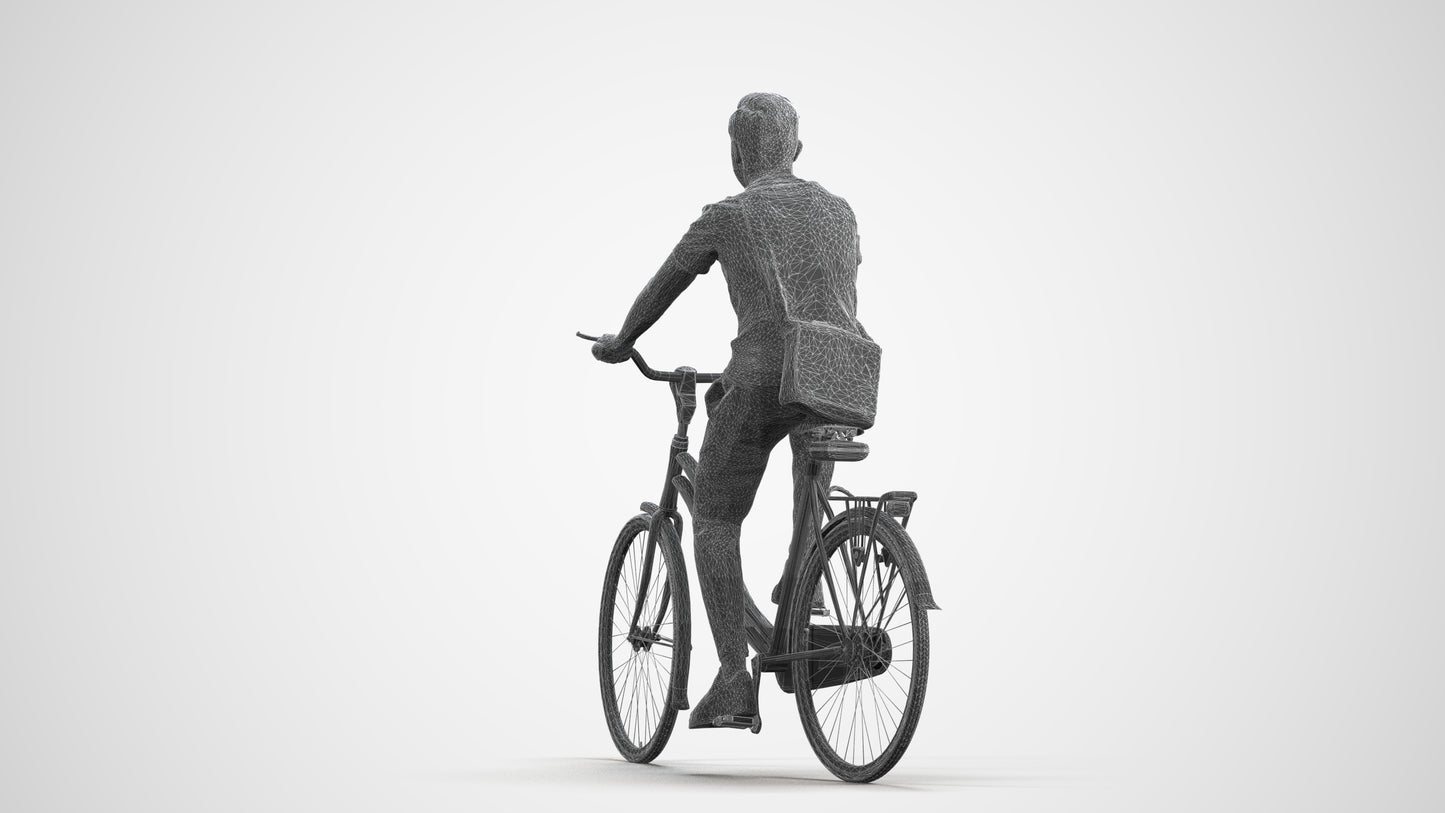 3D people model boy casual cycling, scanned human for 3ds Max rendering, wireframe front view