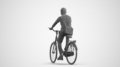 3D people model boy casual cycling, scanned human for 3ds Max rendering, wireframe front view
