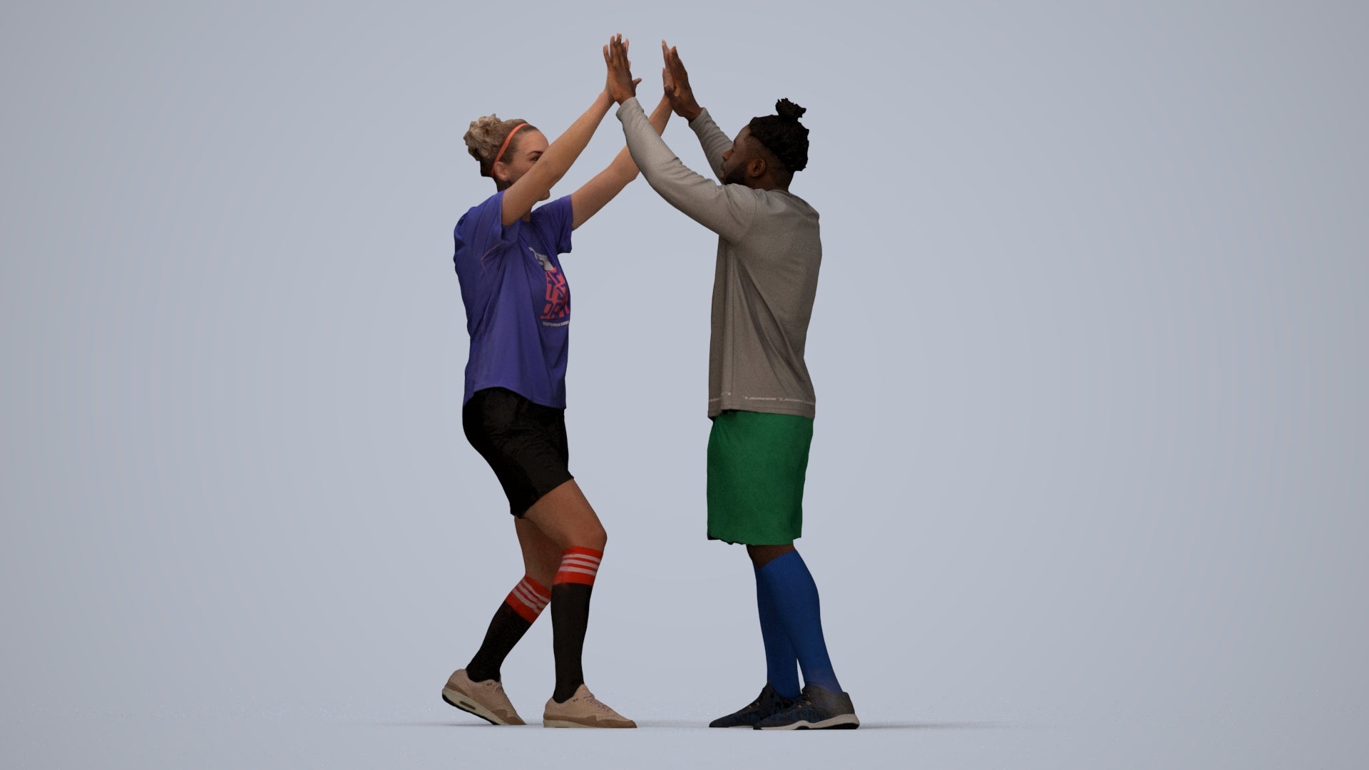 realistic 3D human woman sport, archviz people FBX OBJ for Blender, top-down view render