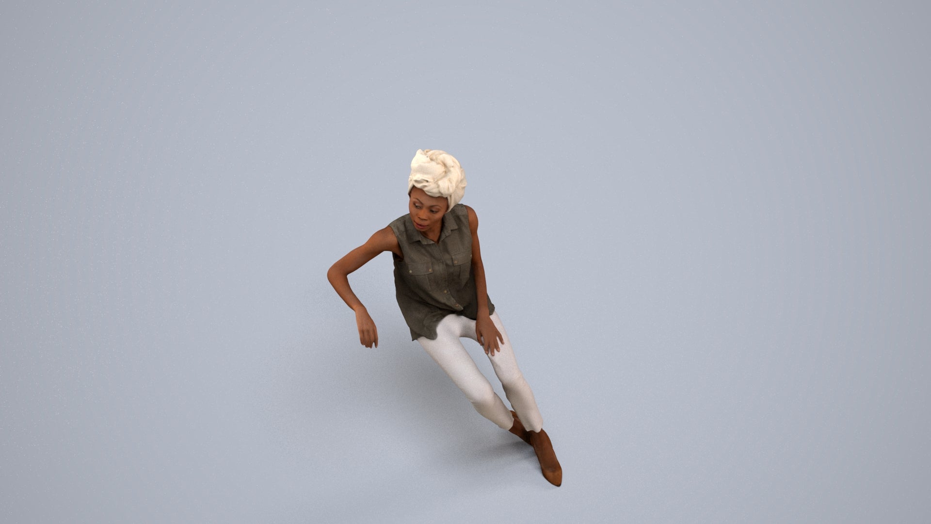 3D people model woman casual sitting, scanned human for 3ds Max rendering, back view render