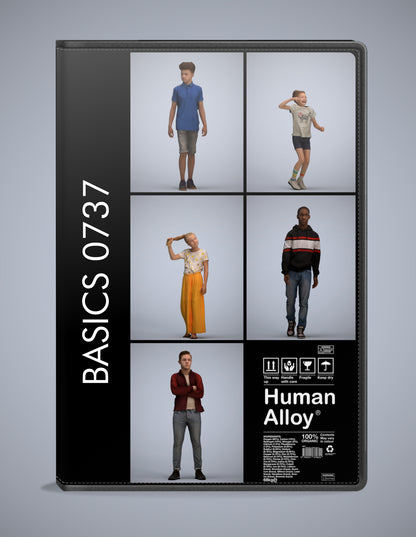 realistic 3D people kids set, 5 render-ready models for V-Ray and Corona
