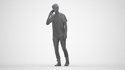 scanned 3D man casual walking, photogrammetry people for Enscape and V-Ray, wireframe back view