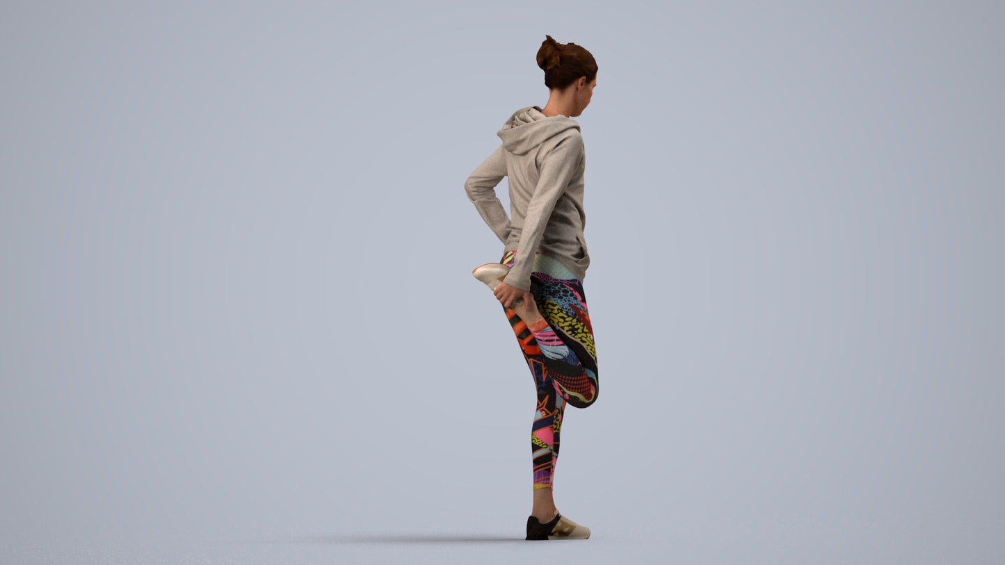 realistic 3D people woman sport, render-ready for V-Ray and Corona, FBX OBJ, side view render
