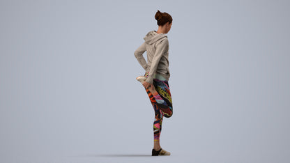 realistic 3D people woman sport, render-ready for V-Ray and Corona, FBX OBJ, side view render