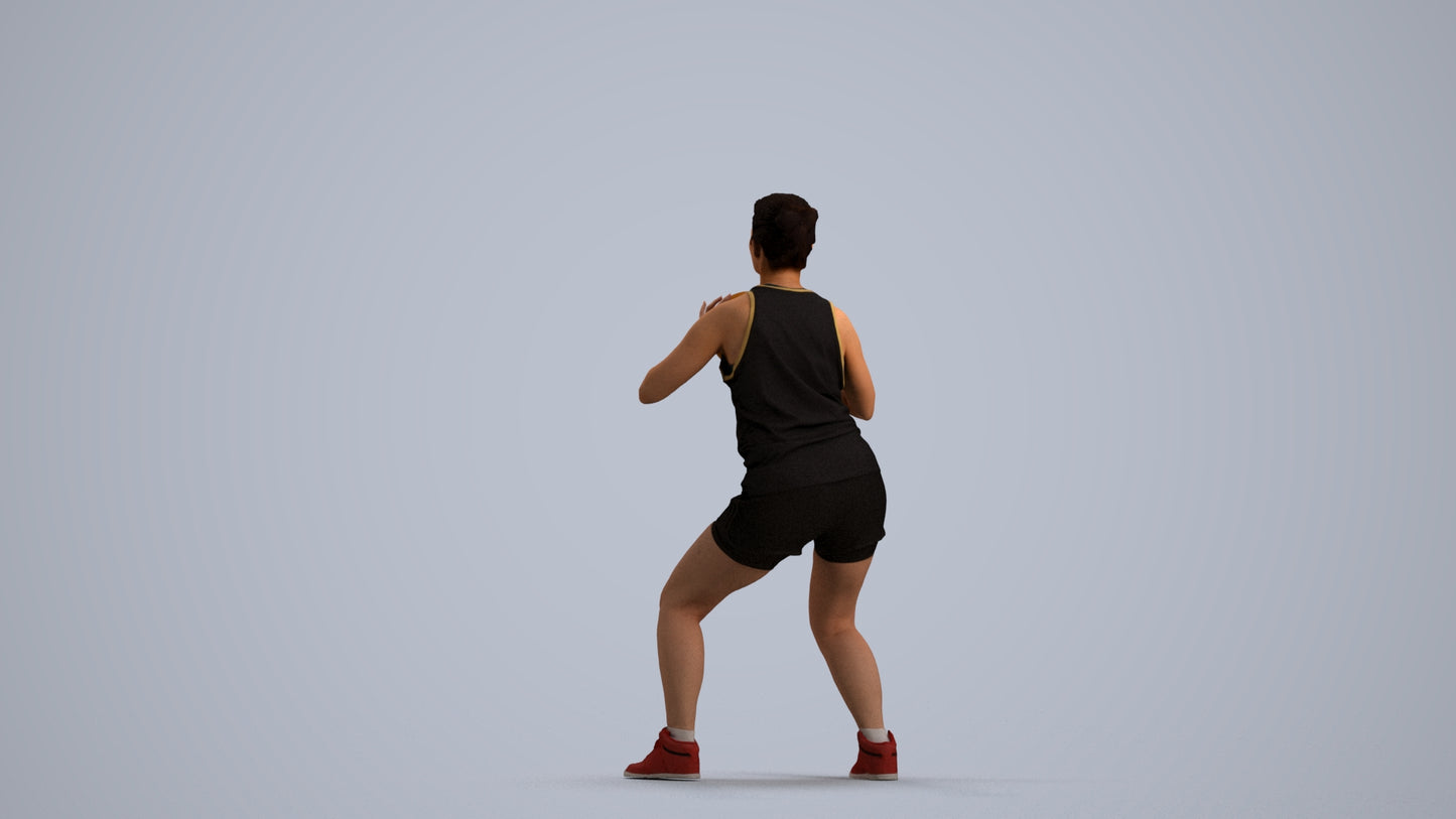 photogrammetry 3D woman sport, realistic human model archviz FBX, front view render
