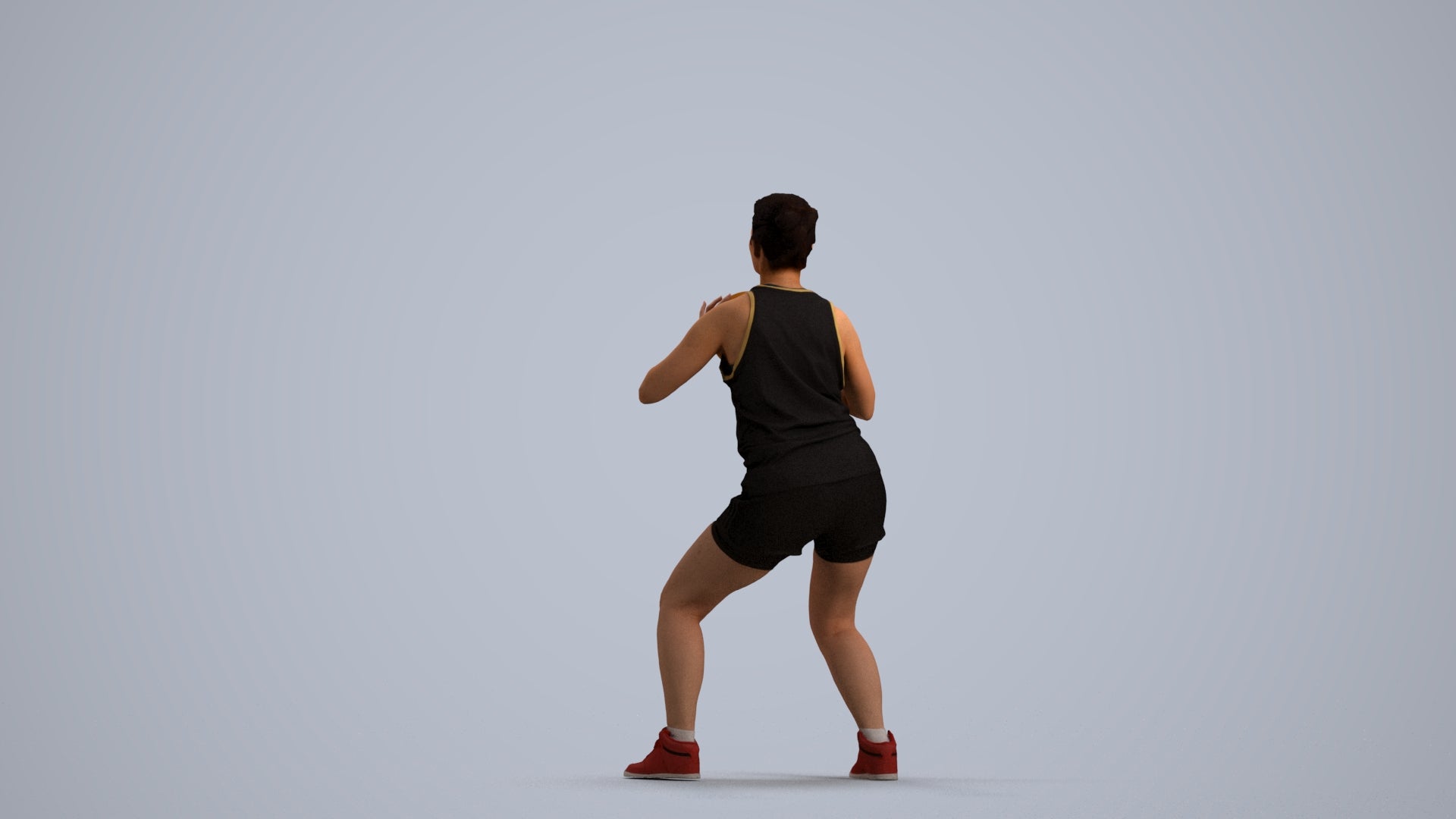 photogrammetry 3D woman sport, realistic human model archviz FBX, front view render