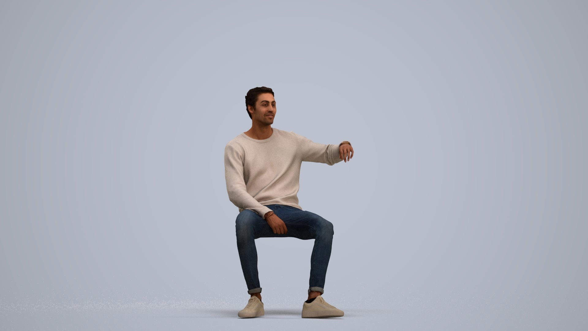 photogrammetry 3D man casual sitting, realistic human model archviz FBX, standing pose render