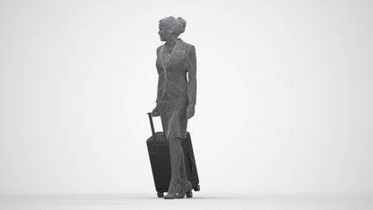 3D people model woman hospitality, scanned human for 3ds Max rendering, wireframe back view