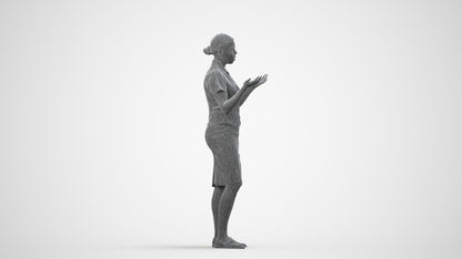 realistic 3D human woman hospitality, archviz people FBX OBJ for Blender, wireframe side view