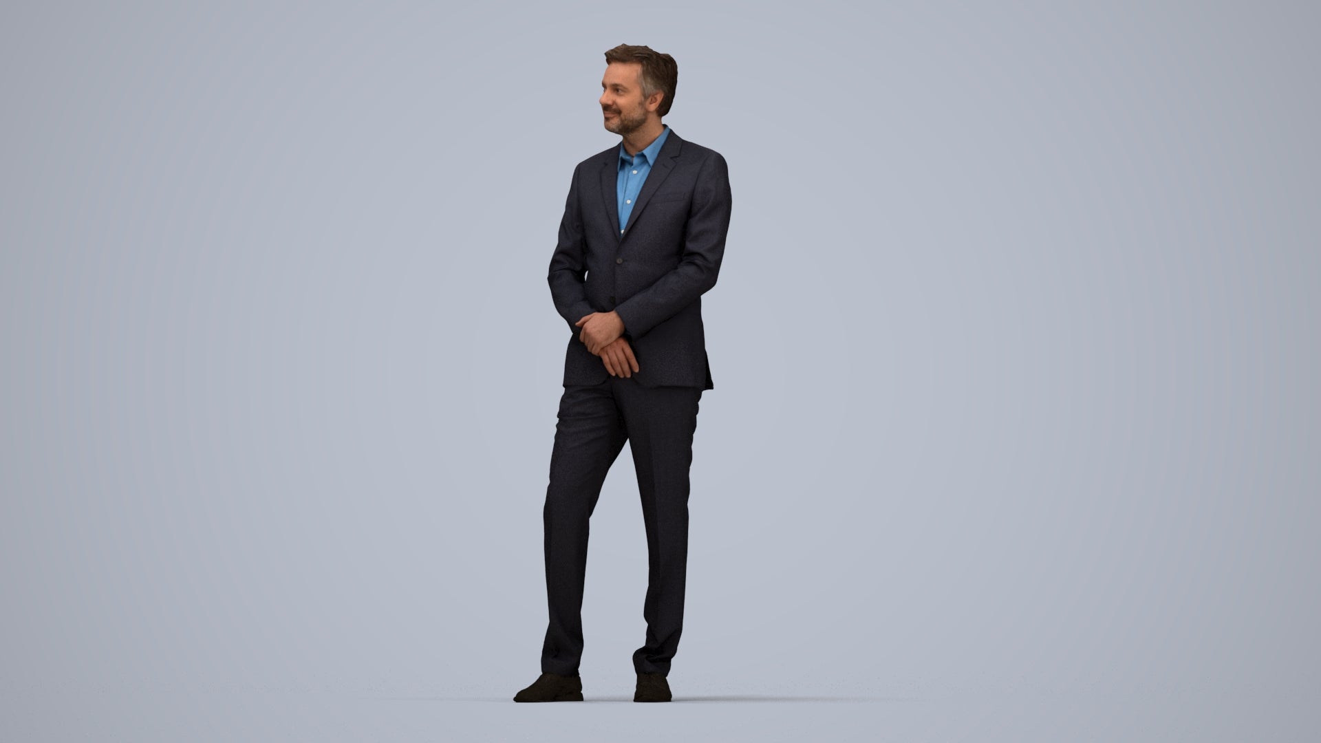 realistic 3D people man business, render-ready for V-Ray and Corona, FBX OBJ, top-down view render
