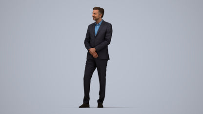 realistic 3D people man business, render-ready for V-Ray and Corona, FBX OBJ, top-down view render