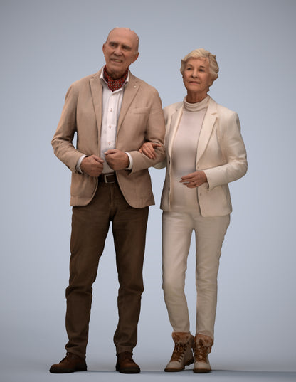 3D people model senior woman business couple, scanned human for 3ds Max rendering