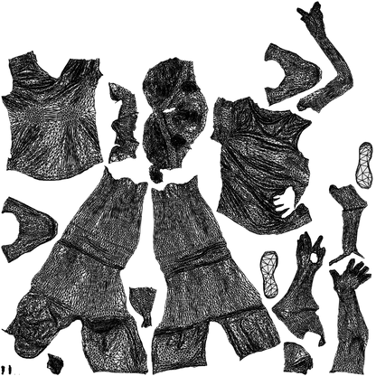 3D scanned woman sport, photorealistic archviz people for Enscape and SketchUp, wireframe top-down view