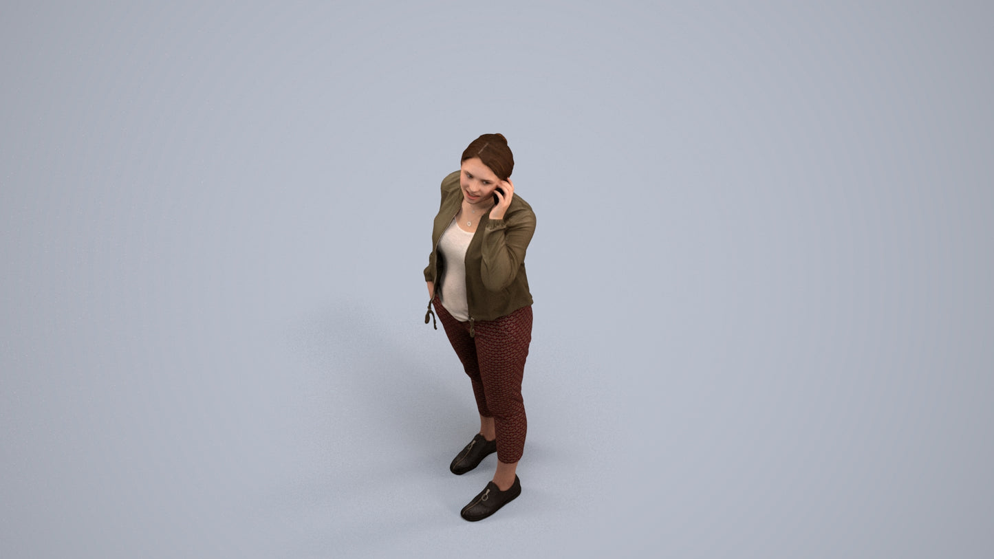 scanned 3D woman casual standing, photogrammetry people for Enscape and V-Ray, back view render