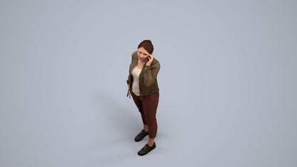 scanned 3D woman casual standing, photogrammetry people for Enscape and V-Ray, back view render