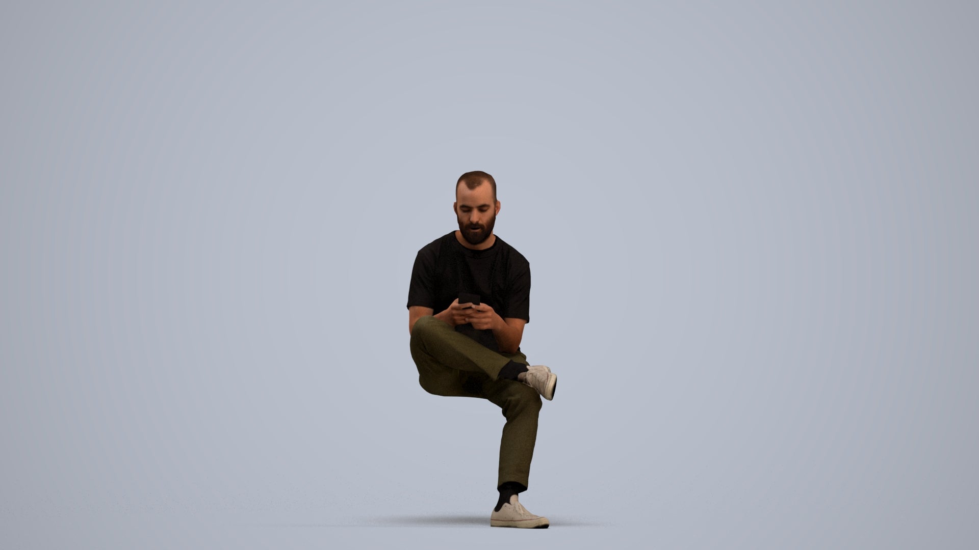 photogrammetry 3D man casual sitting, realistic human model archviz FBX, standing pose render