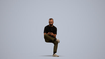 photogrammetry 3D man casual sitting, realistic human model archviz FBX, standing pose render