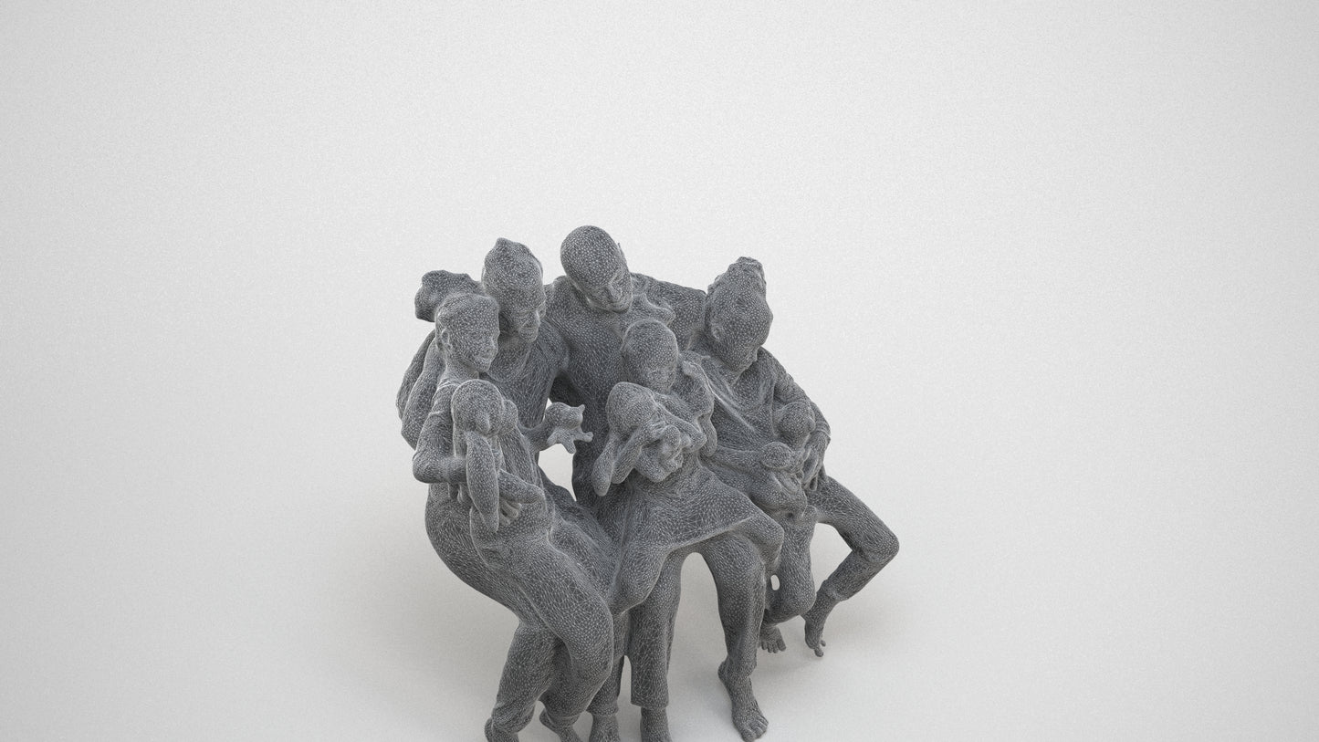 scanned 3D girl casual kids, photogrammetry people for Enscape and V-Ray, wireframe three-quarter view