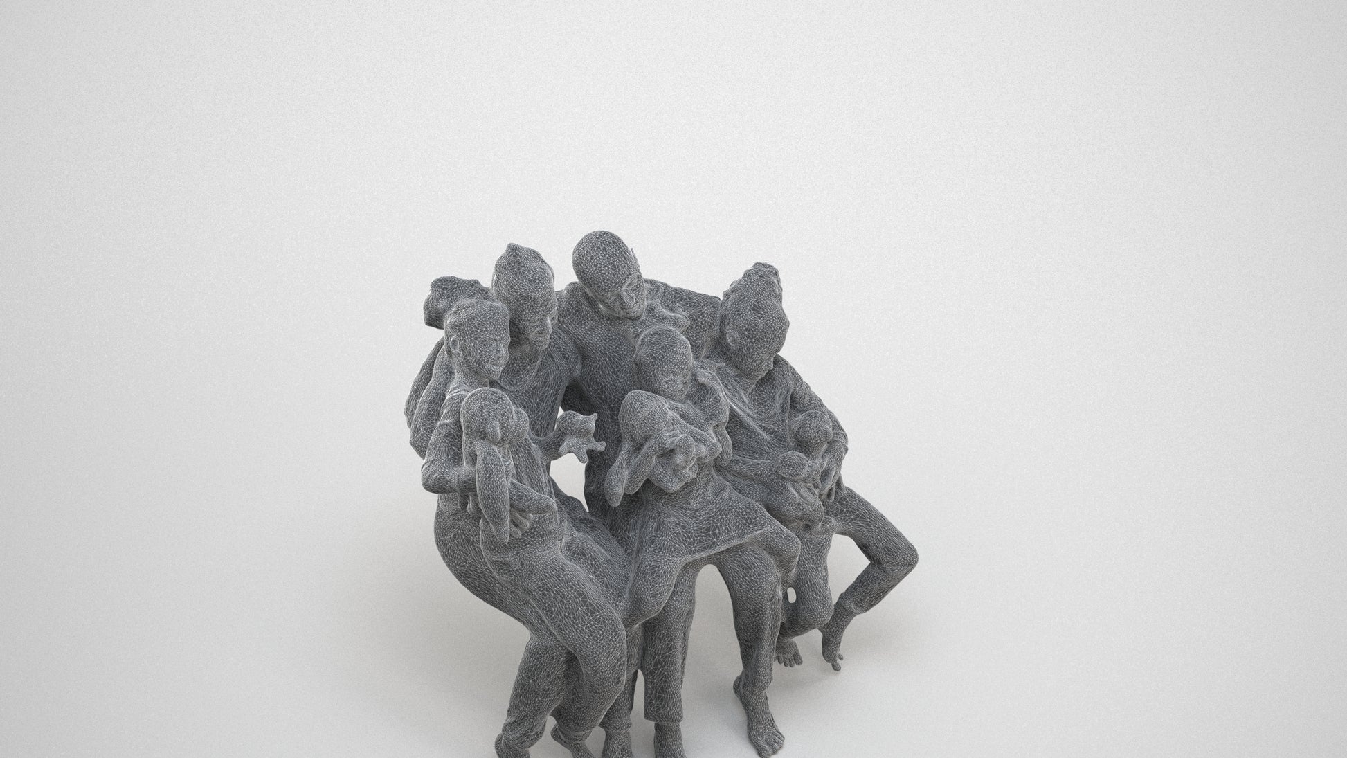 scanned 3D girl casual kids, photogrammetry people for Enscape and V-Ray, wireframe three-quarter view