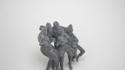 scanned 3D girl casual kids, photogrammetry people for Enscape and V-Ray, wireframe three-quarter view