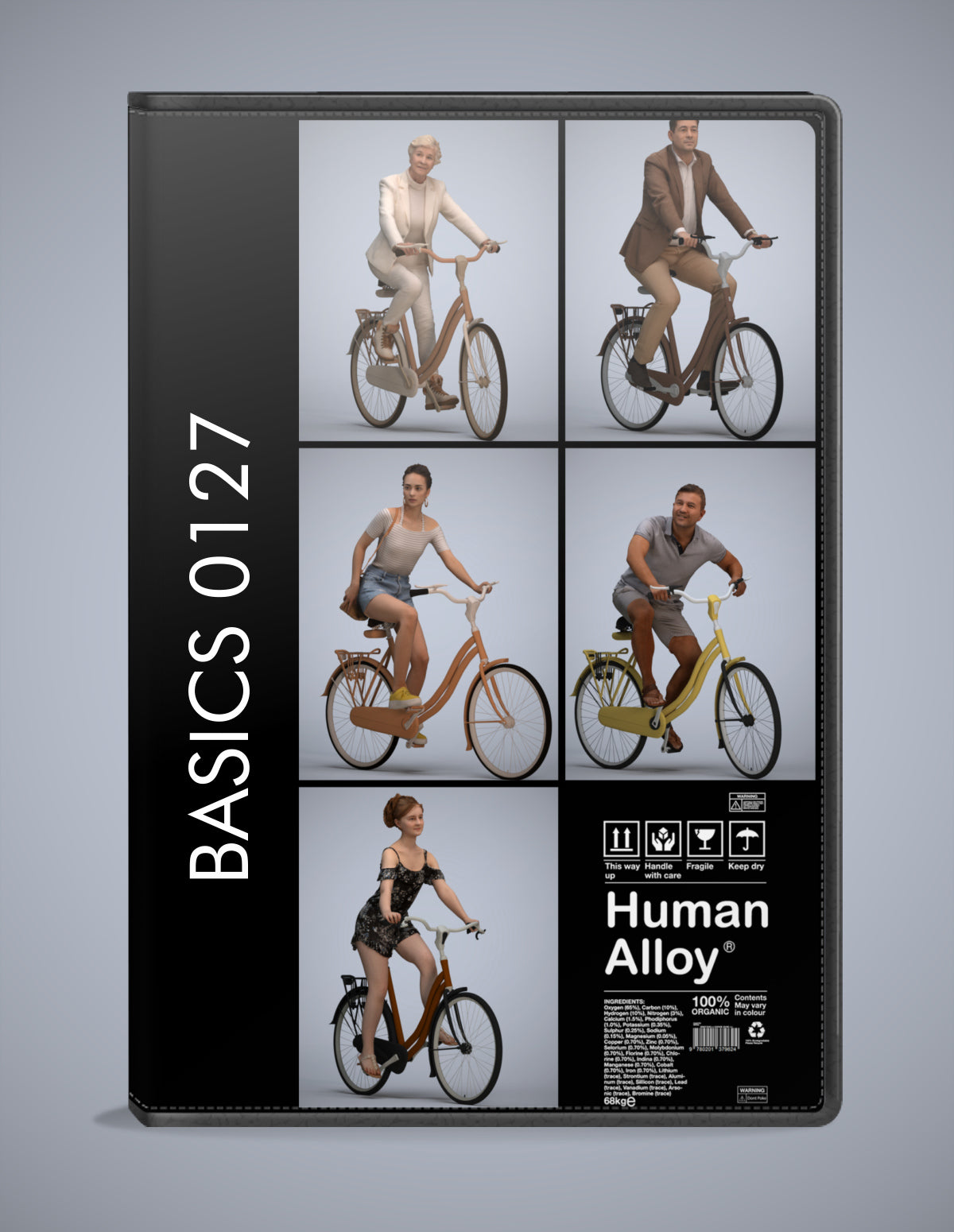5 3D scanned people cycling, photorealistic archviz pack for Enscape and SketchUp