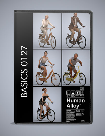 5 3D scanned people cycling, photorealistic archviz pack for Enscape and SketchUp