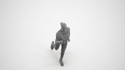 photogrammetry 3D woman sport, realistic human model archviz FBX, wireframe three-quarter view