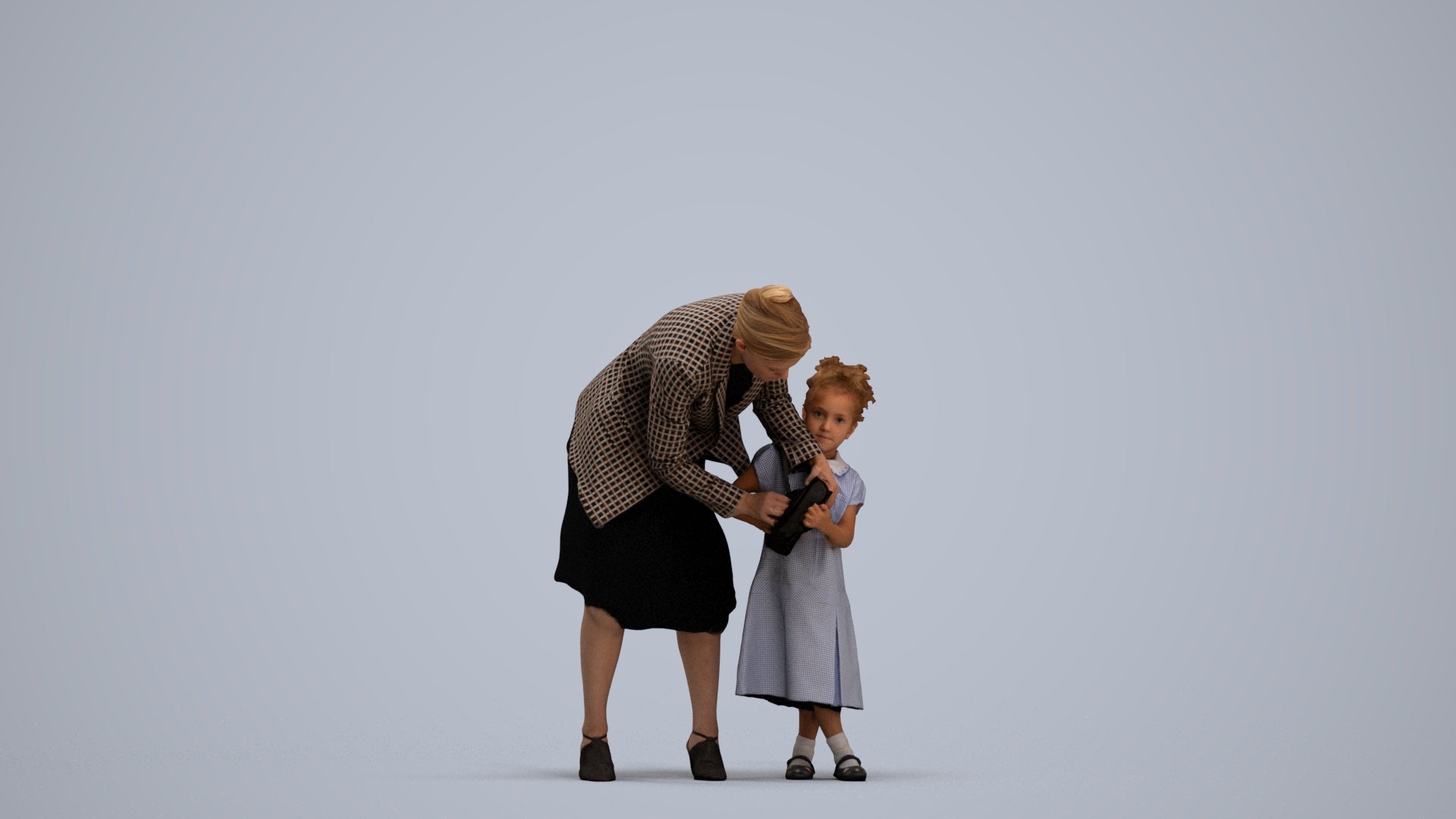 3D human model girl casual kids, photogrammetry scanned person for archviz, standing pose render
