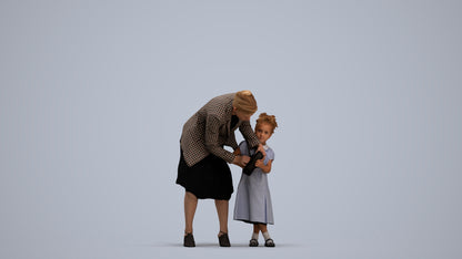 3D human model girl casual kids, photogrammetry scanned person for archviz, standing pose render