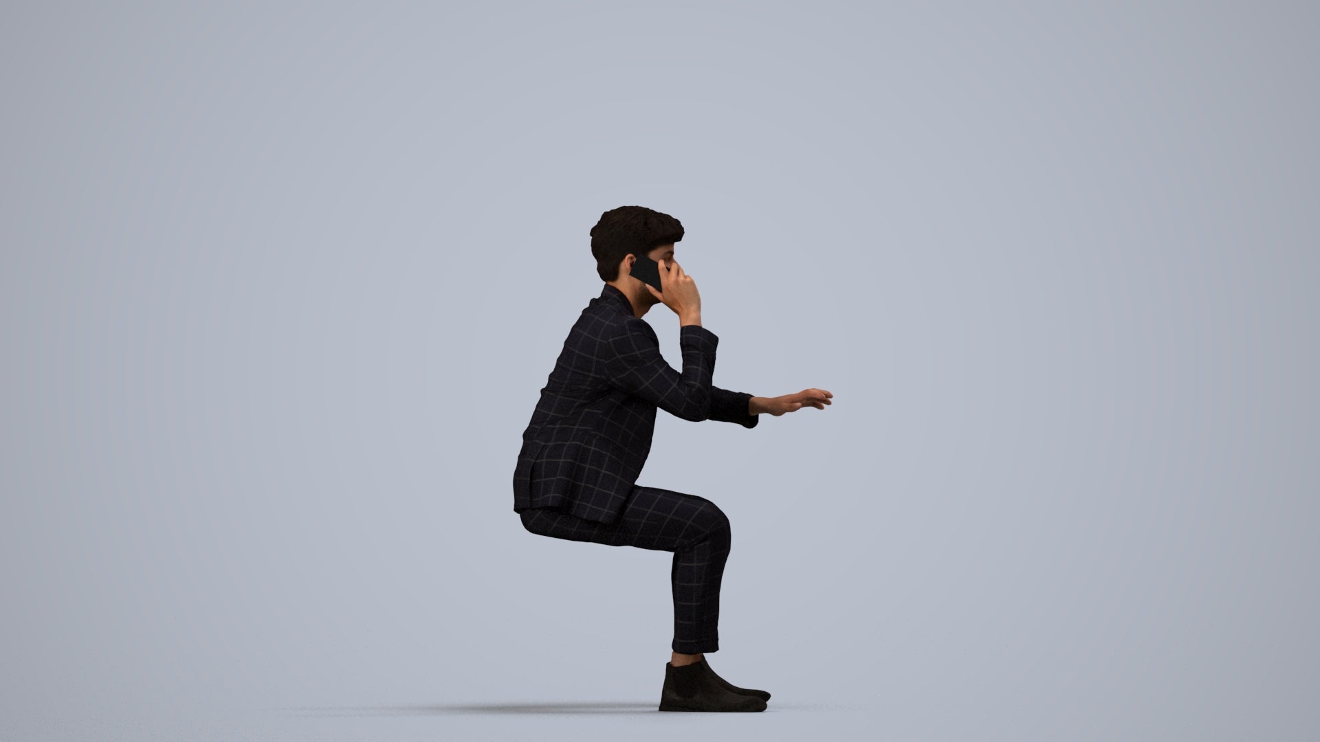 3D scanned man business, photorealistic archviz people for Enscape and SketchUp, side view render