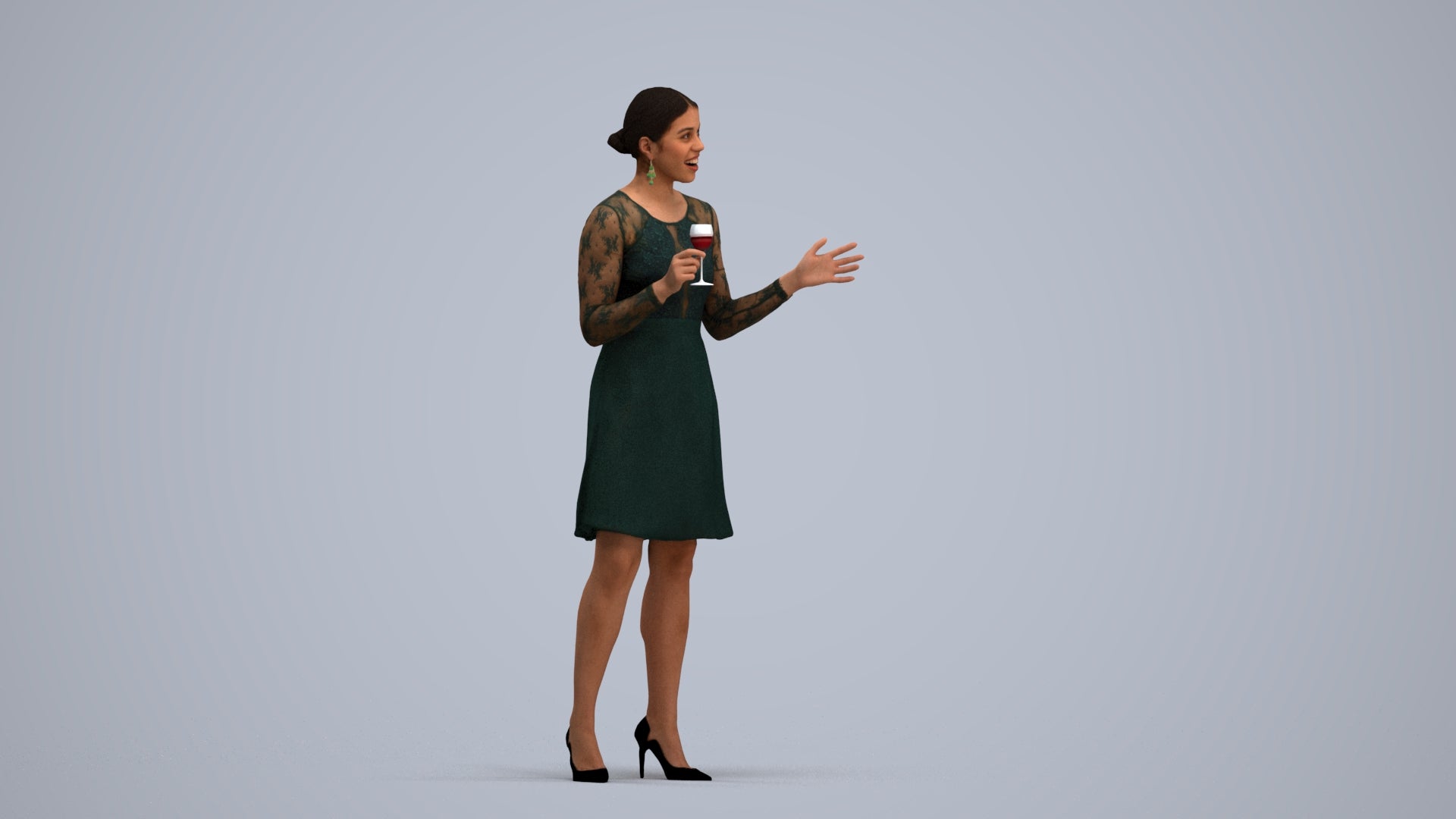 3D scanned woman business formal, photorealistic archviz people for Enscape and SketchUp, standing pose render