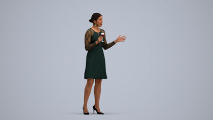 3D scanned woman business formal, photorealistic archviz people for Enscape and SketchUp, standing pose render
