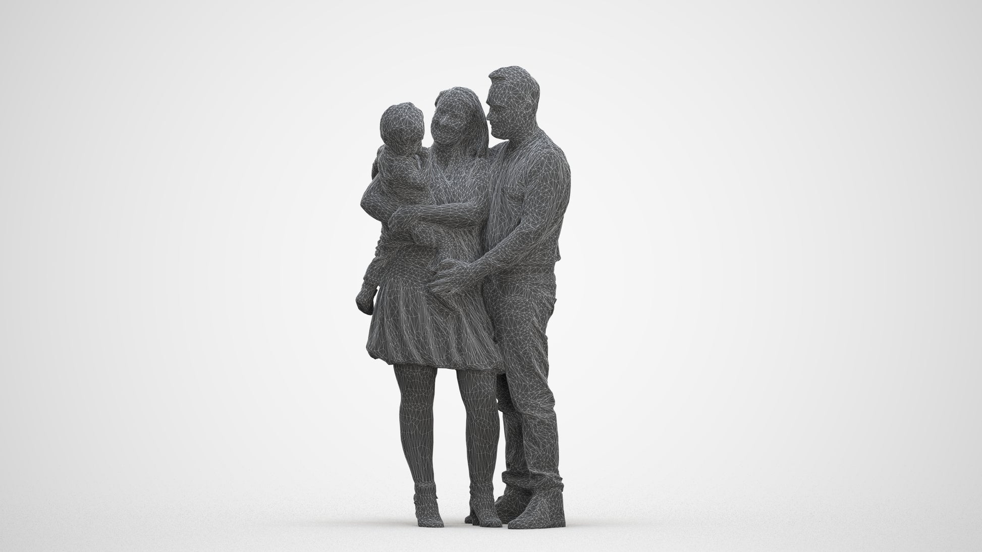realistic 3D people girl casual standing, render-ready for V-Ray and Corona, FBX OBJ, three-quarter front view render