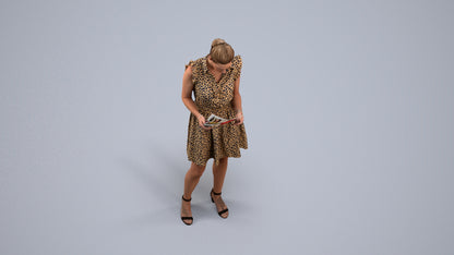 realistic 3D people woman casual standing, render-ready for V-Ray and Corona, FBX OBJ, back view render