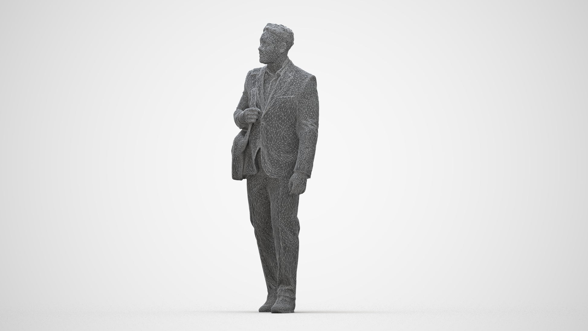 realistic 3D people man business, render-ready for V-Ray and Corona, FBX OBJ, wireframe back view