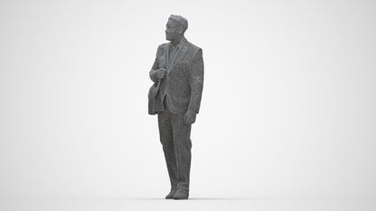 realistic 3D people man business, render-ready for V-Ray and Corona, FBX OBJ, wireframe back view