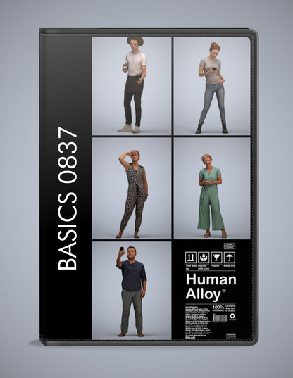 realistic 3D humans standing pack, 5 archviz people FBX OBJ for Blender