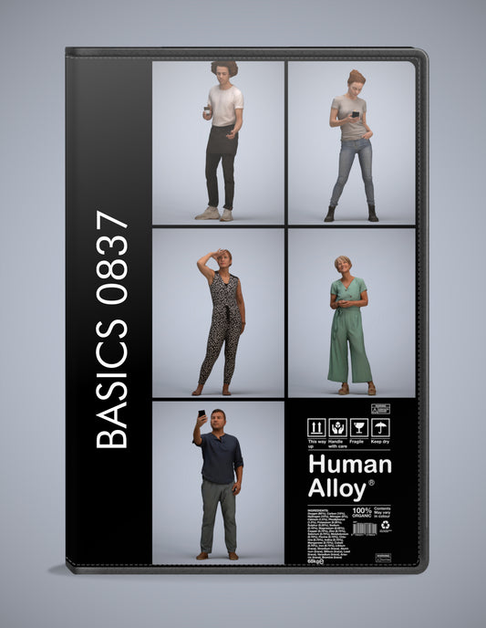 realistic 3D humans standing pack, 5 archviz people FBX OBJ for Blender