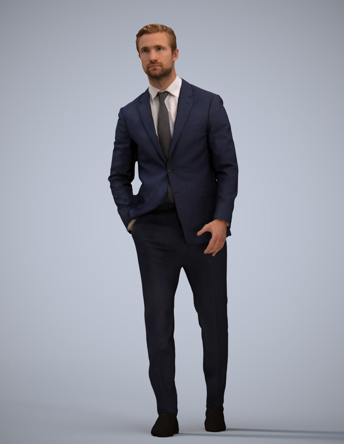 scanned 3D man business, photogrammetry people for Enscape and V-Ray
