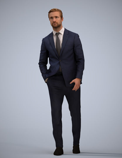 scanned 3D man business, photogrammetry people for Enscape and V-Ray