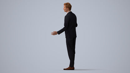 photogrammetry 3D man business, realistic human model archviz FBX, three-quarter view render